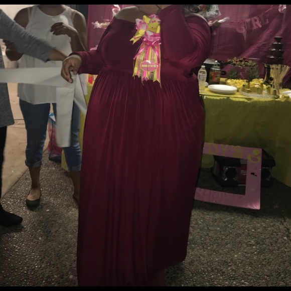 Burgundy Maxi Maternity Dress - Picture 3 of 4